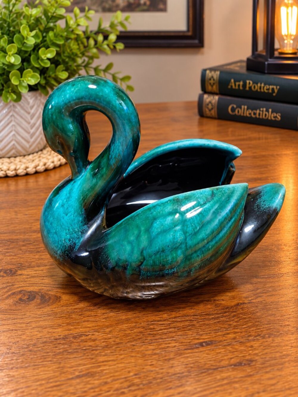 Vintage Blue Mountain Pottery Swan Planter Drip Glaze MCM - Picture 4 of 4